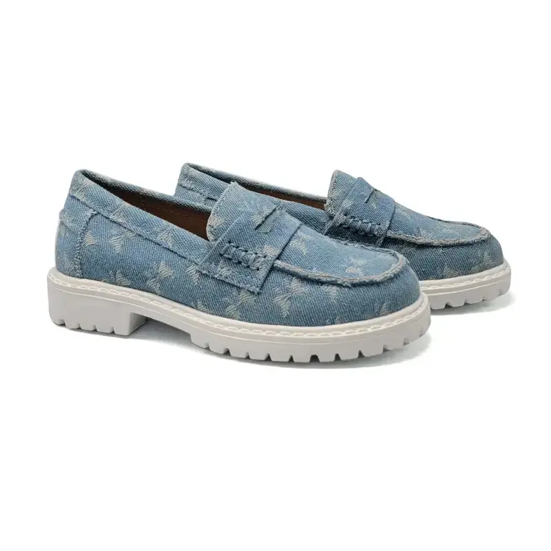 Mamelina Denim Butterfly Chunky Penny Loafer