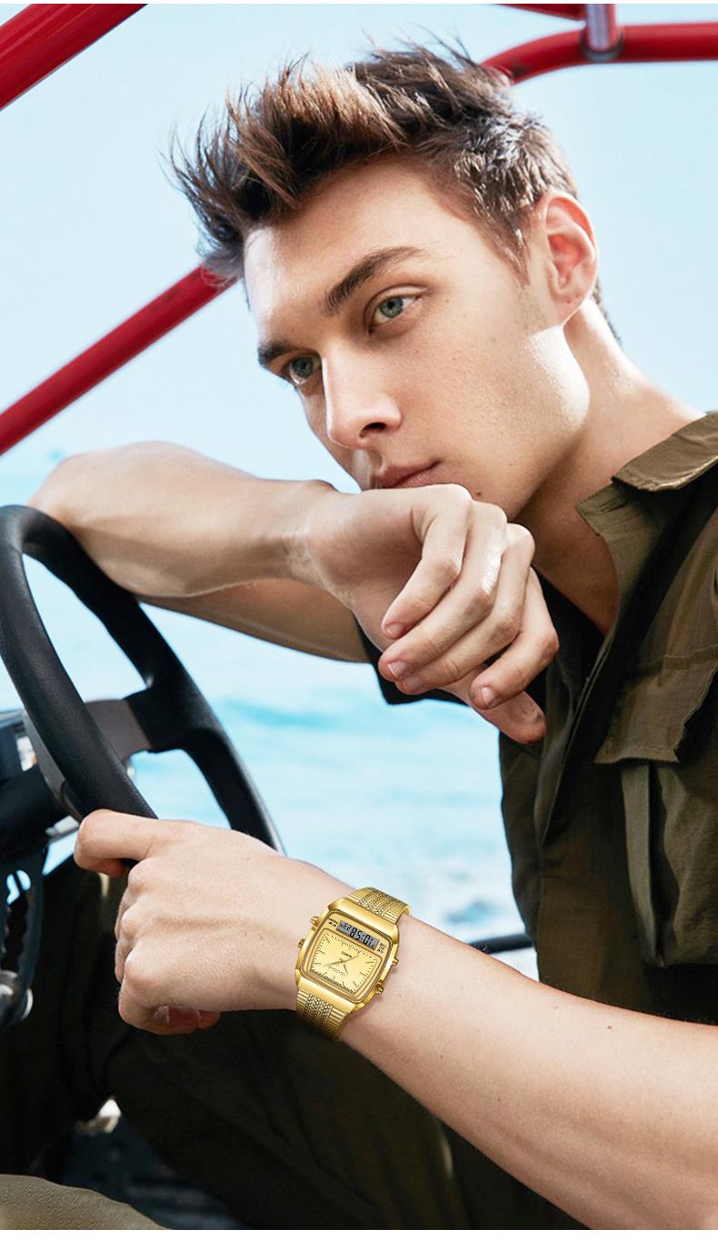 Fashion Multifunctional Roman Retro Dual Time Zone Watch, Waterproof & Scratch-Resistant Digital Casual Watch with Luminous Display, Perfect New Year Gift