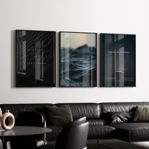 Mindset is Everything Wall Art Set, Progress Not Perfection Prints, Motivational Office Decor, Growth Mindset Posters, Digital Download