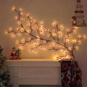 96LED Cherry Blossom LED Tree Branch String Lights, Wall-Mounted Twig Garland with Remote & 8 Lighting Modes, Indoor Home Improvement Decor for Door, Window