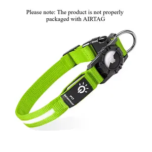 Rechargeable LED Heavy-Duty Dog Collar with AirTag Case - Adjustable for All Sizes!