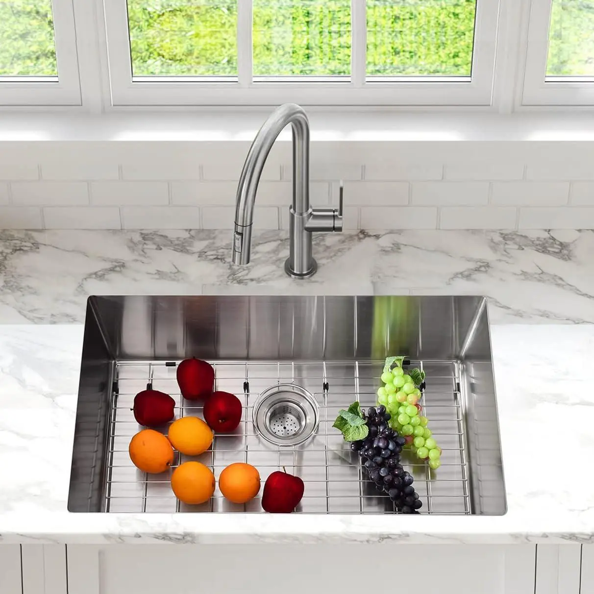 33*18*10inch Embedded Kitchen Sink, Stainless Steel Countertop - Single-Basin Design, with Sound Insulation Pads, Scratch-Resistant Surface and Accessories, Ideal for Home Renovation