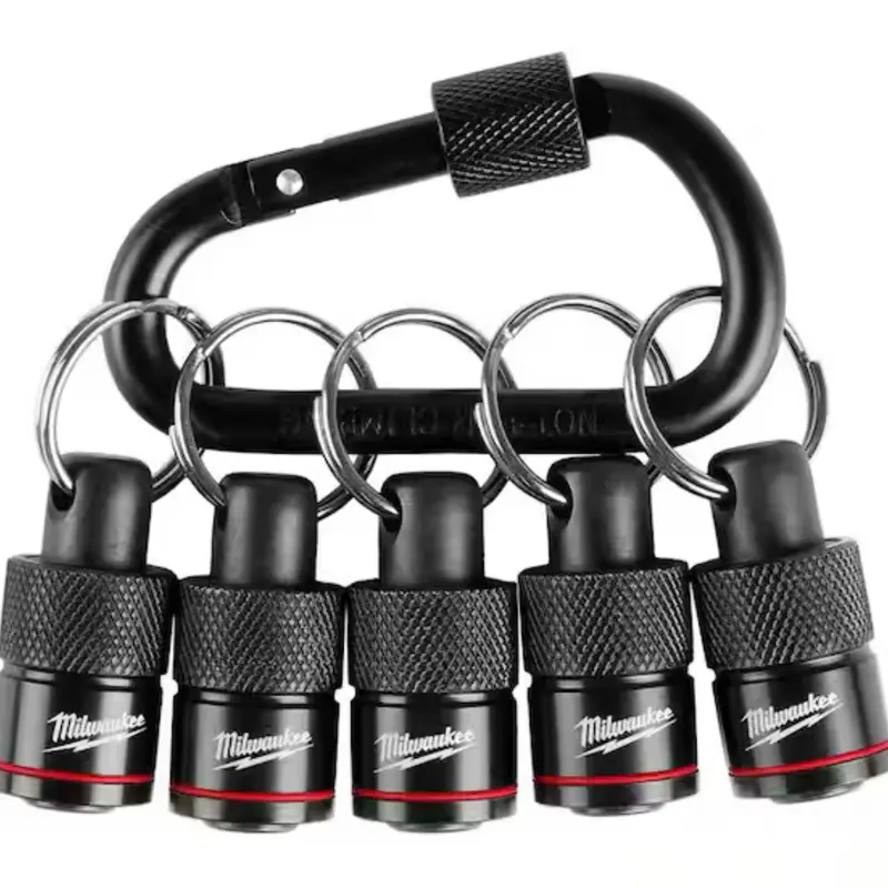 Milwaukee 5-Piece Hex Bit Holder with Integrated Carabiner, Hand Tool Accessory for DIY Enthusiasts, Drill Attachments, Stripped Screw Fix & Extractor, Efficient Tool Organization to Keep Workspace Tidy & Prevent Loss and Damage