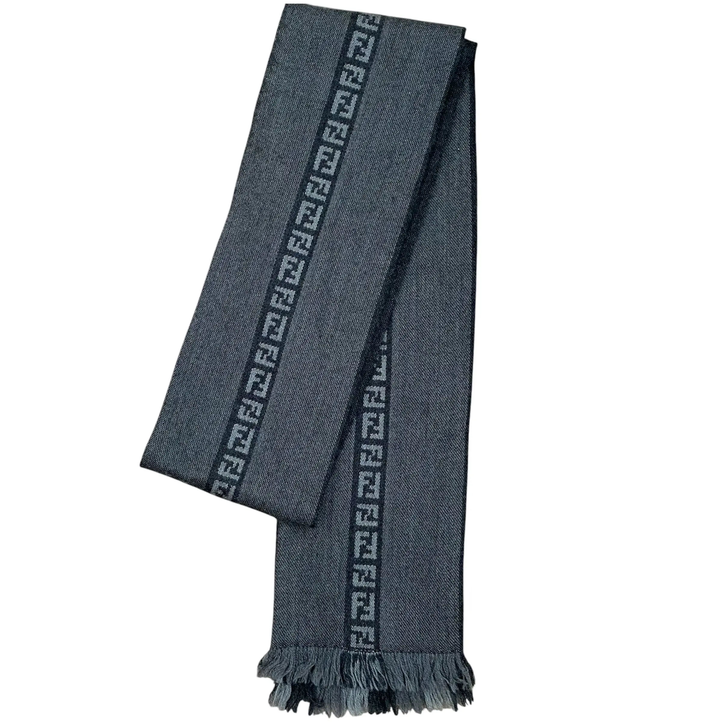 Pre-owned Fendi pure wool FF logoscarf authentic with coa 76 inch length 57 inch width