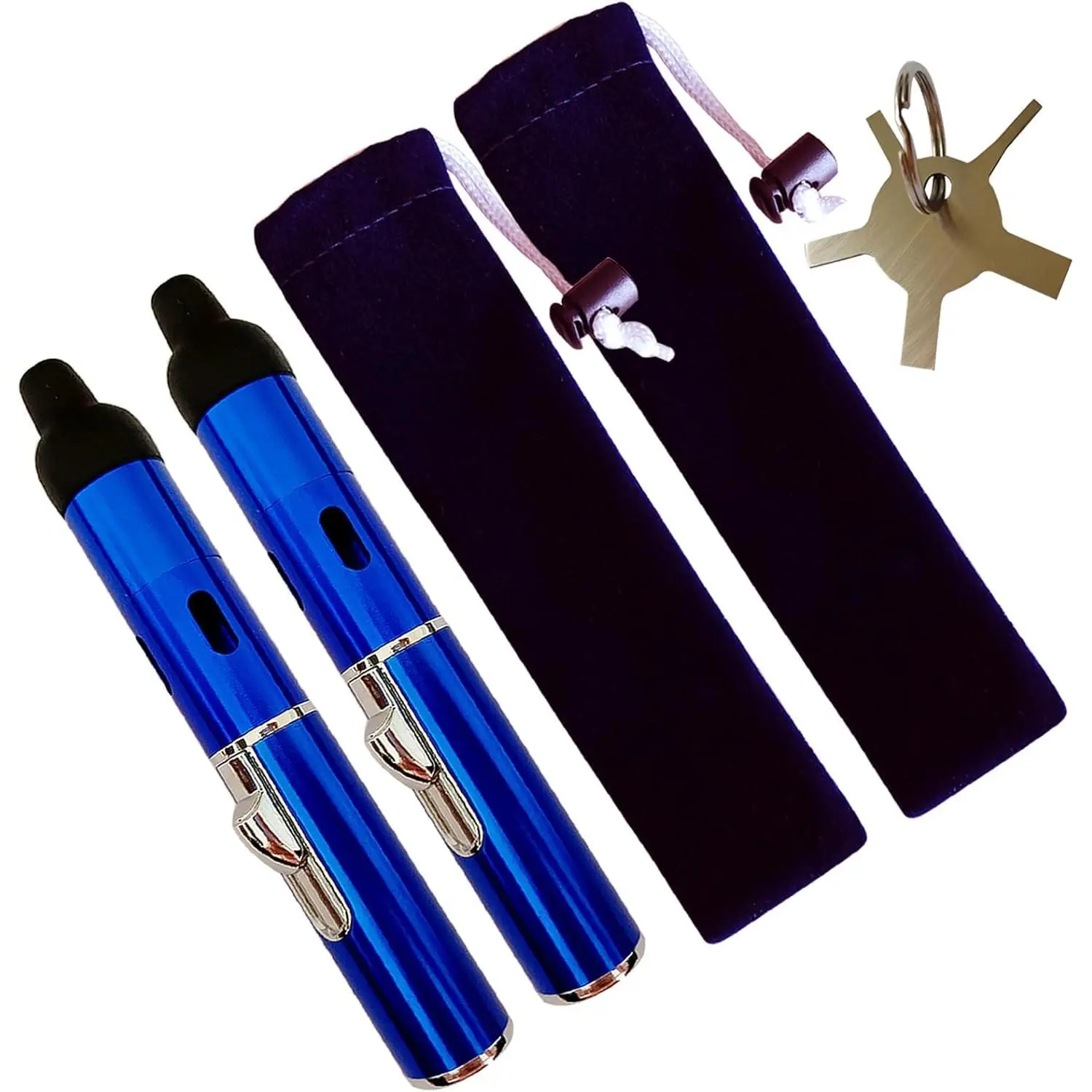 Lighter,Long Lighters Refillable Butane Fuel Jet Pen Windproof Lighters(Gas Not Included) (2 Pack Blue)