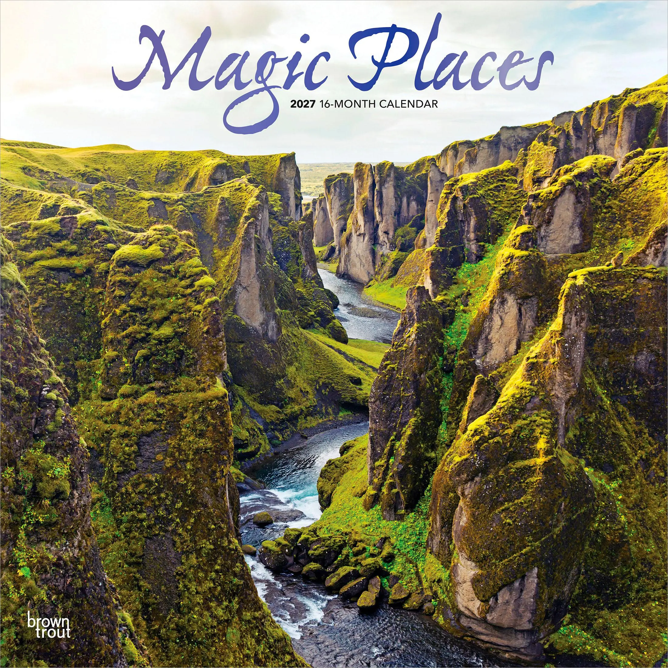Magic Places | 2027 12 x 24 Inch (Hanging) Monthly Square Wall Calendar | Foil Stamped Cover | Plastic-Free | BrownTrout | Scenic Travel World Photography