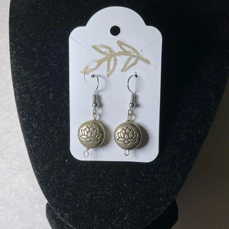 Lotus Flower Dangle Earrings