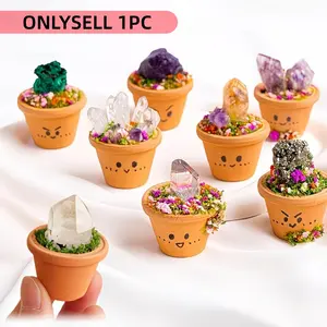 Crystal Stone Potted Plant, Faux Potted Plant, Single Crystal Column Artificial Potted Plant, Mineral Rock, Indoor Decorative Stone Decoration, 1 Piece