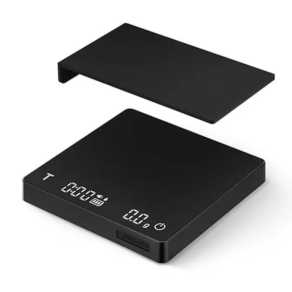 Mini coffee scale, coffee scale with timer, coffee scale with gravity sensing function, 2000g/0.1g precision scale, suitable for espresso and pour-over coffee, portable digital kitchen scale, automatic timing, automatic pairing