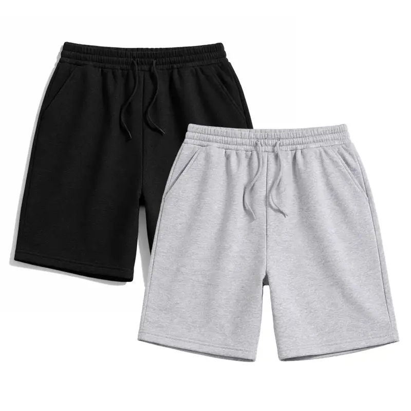 Men's 2-Pack Fitted Solid Color Sporty Chic Drawstring Mid-Waist Menswear Above-The-Knee Athletic Sweat Shorts, Male Clothing All-Season Casual Bottoms (Sizes XS-2XL)