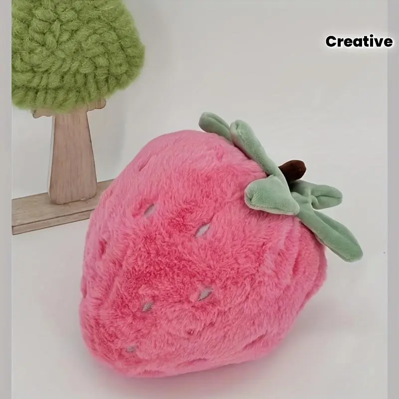Strawberry-Shaped Stuffed Toy - Unisex Fruit Theme Decor for Beds, Tables, Ideal Gift for Strawberries Lovers