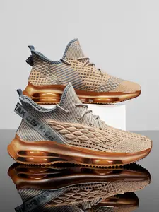 Men's Sporty Lace Up Knitted Running Shoes, Casual Breathable Comfortable Sneakers, Fashionable Sports Shoes for Daily Wear, Closed