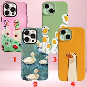 Funny Silly Goose & Cute Duck Aesthetic Art Smartphone Case - Polycarbonate Shockproof Anti-Scratch Durable Cover, Customized Cellphone Accessories, Tech Accessories for iPhone 17,16,15,14,13,12,11