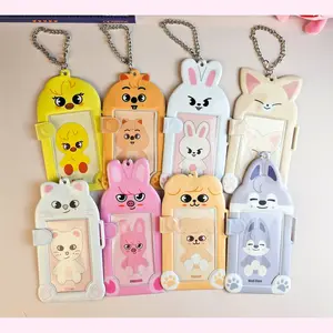 Animal S Kids Photocard Holder Kpop Gift with Adorable Character Designs and Chain Strap for Easy Carrying