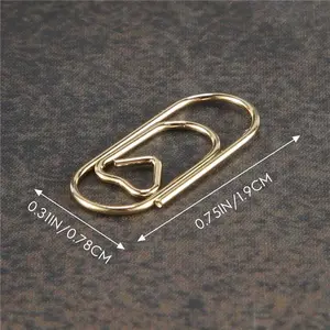 150 Pieces Gold Cute Paper Clips Mini Clips Heart Shaped Paperclips Bookmark Clips for Office Supplier School