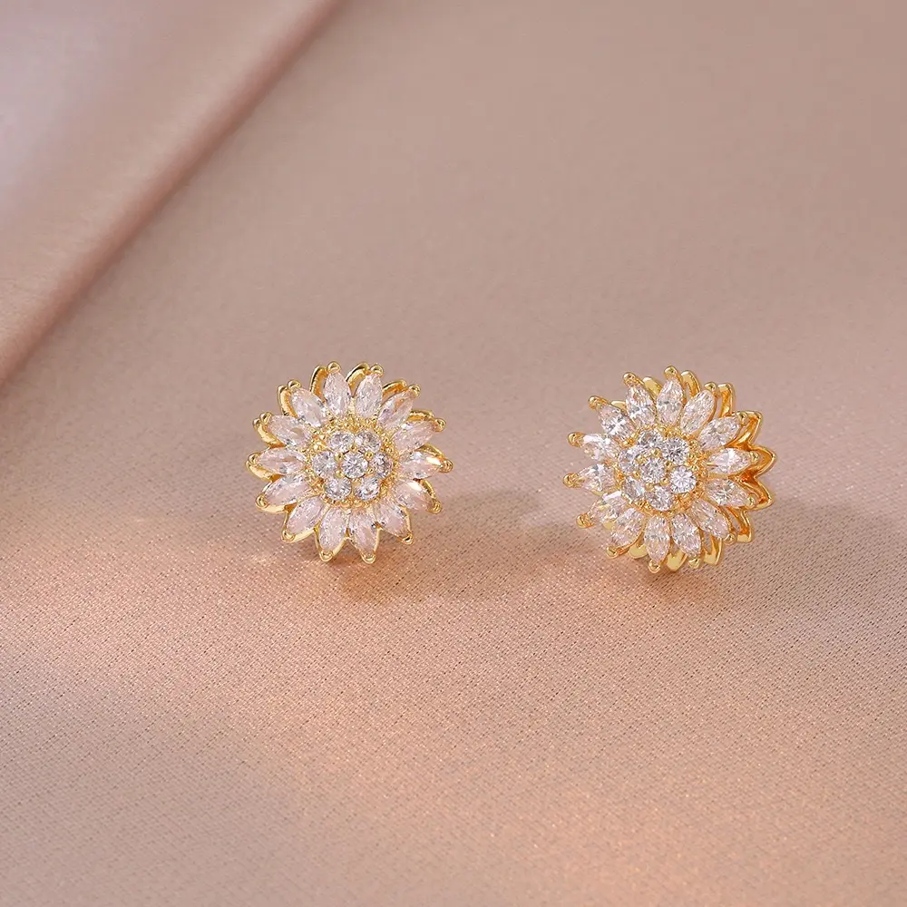 E0675 Golden Sunflower Earrings