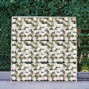 6 Panels Artificial Silk Flower Wall Backdrop 60x40cm Each Reusable Floral Decor for Wedding Party Home Wall Photography Background White Pink Champagne Blue Decoration Items Decorative