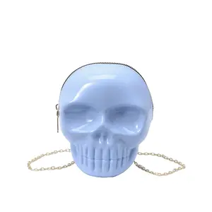 Rose Red Cute Cartoon Shoulder Bag Halloween Funny Ghost Skull Bag Pu Leather Zipper Handbag Purse Small Crossbody Phone Bags