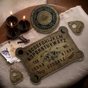 Wooden Pendulum Board Set, Witchcraft Divination Tools with Moth and Moon Phase, Magic Symbol Elements, Farmhouse Home Decor