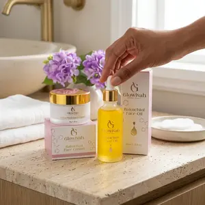 Glowivah Bakuchiol Skincare Set – Face Oil + Face Cream | Hydrating, Smooth Skin, Gentle Retinol Alternative for All Skin Types