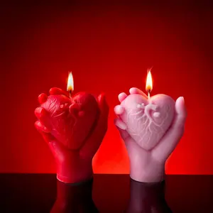 Valentine's Day Scented Aroma Candle Handheld Heart-Shaped Candle Decor Heart-Shaped Candle Ornament Wedding & Engagement Party Decor Yoga & Meditation Gift
