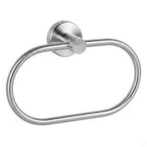 304 Stainless Steel Oval Towel Ring | Simple Silver Bathroom Hanging Ring | Bathroom Towel Holder & Bath Towel Rack