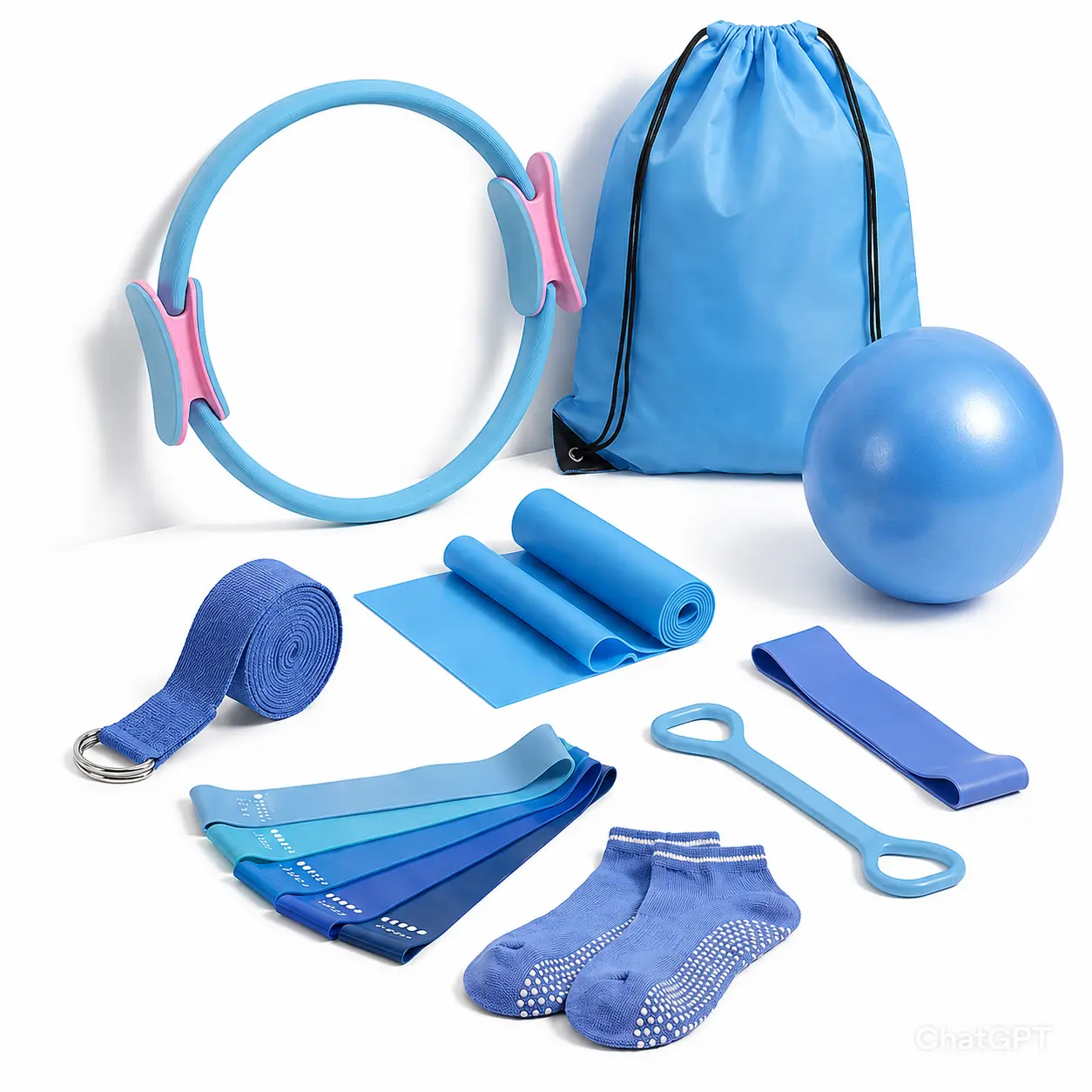 Women's 3-in-1 Portable Pilates Ring Set - Includes Mini Ball, Durable Stretching Band - Home Yoga & Pilates Workout Sports Equipment, Yoga Accessories, Portable Pilates Equipment