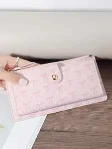 Women's Cartoon Bow Pattern Long Wallet, Multi-functional Credit Card Holder, Fashionable Wallet with Multiple Card Slots