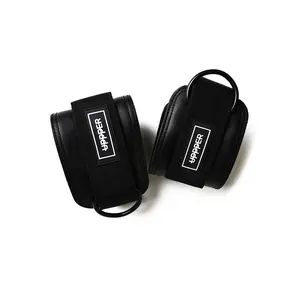 UPPPER Ankle Straps Black - For Cable Machines, Kickbacks & Glute Workouts, Padded, Hook-and-Loop, D-Rings (Pair)