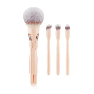 Factory Direct 4 in 1 Magnetic Makeup Brushes Set, Portable Detachable Cosmetic Brushes, Soft Hair Loose Powder Eyeshadow Makeup Brush, Travel Beauty Tools