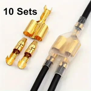 10sets(20pcs Male Terminal Connector + 10pcs Female Terminal Connector + 20pcs Male Sheath + 10pcs Female Sheath) Wire Connector Terminal Plug Kit