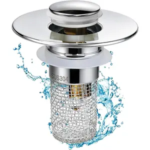 Universal Bathroom Sink Stopper & Hair Catcher, Stainless Steel Drain Filter Strainer, Anti-Clog Pop Up Drain Stopper for US Standard Bathroom Sinks (1PCS),home essentials