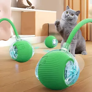 1 interactive cat toy ball, intelligent mobile electric cat toy rolling ball, suitable for indoor exercise of large, medium and small cats, USB rechargeable, cat toy ball with tail rope