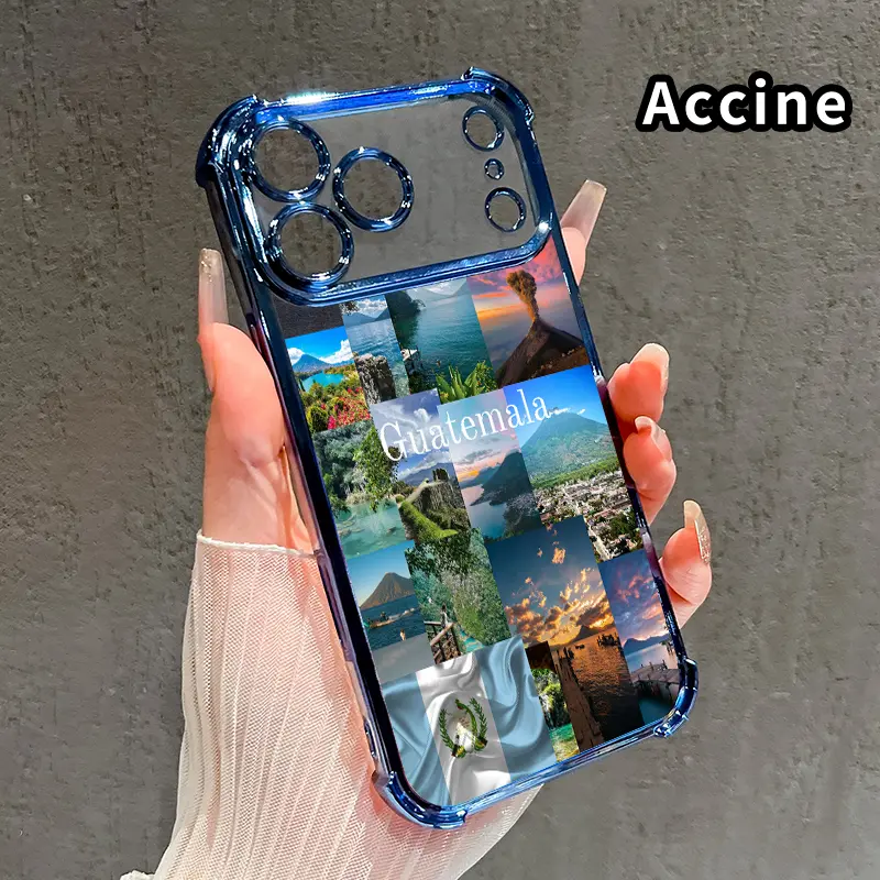 Guatemala Wonders Pattern Soft Smartphone Case, 4-Corner Electroplated Shockproof Casing with Anti-Slip Surface for iPhone 17 Pro Max,16,15 Plus,14,13,12,11,SE - Mobile Phone Protection Accessory