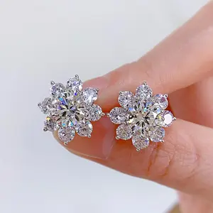 Women's Fashion High-End Zircon Flower Earrings Wholesale Creative Student Earrings Unisex Hip Hop Clip