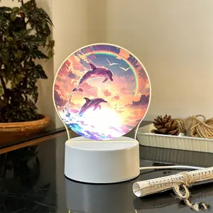 Beautiful Acrylic Night Light, USB Powered, Dreamy Dolphin Design, Ocean Theme Decoration, Perfect Gift for Marine Lovers