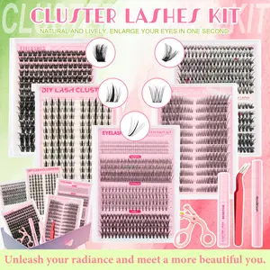 Lashes Lash Clusters Eyelashes Lash Clusters Extensions Kit with Waterproof Bond&Seal Tweezers Wispy Manga Lashes, Individual Lashes Eyelash Extension Lashes Makeup 40D50D60D80D100D, D Curl 9-16mm Mixed Length Styles for Mother's Day Cosmetic