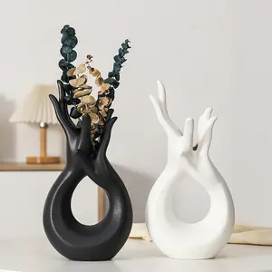 Creative Finger Ceramic Vase Ornament, Nordic Luxurious Living Room Decor, Suitable for Fresh Flowers, Dried Flowers, Home Table Decoration