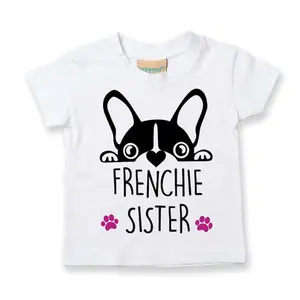 Frenchie Baby T-Shirt with Pink Paws Soft Cotton Tee for French Bulldog Loving Families Newborn Gift for Little Sister or Infant