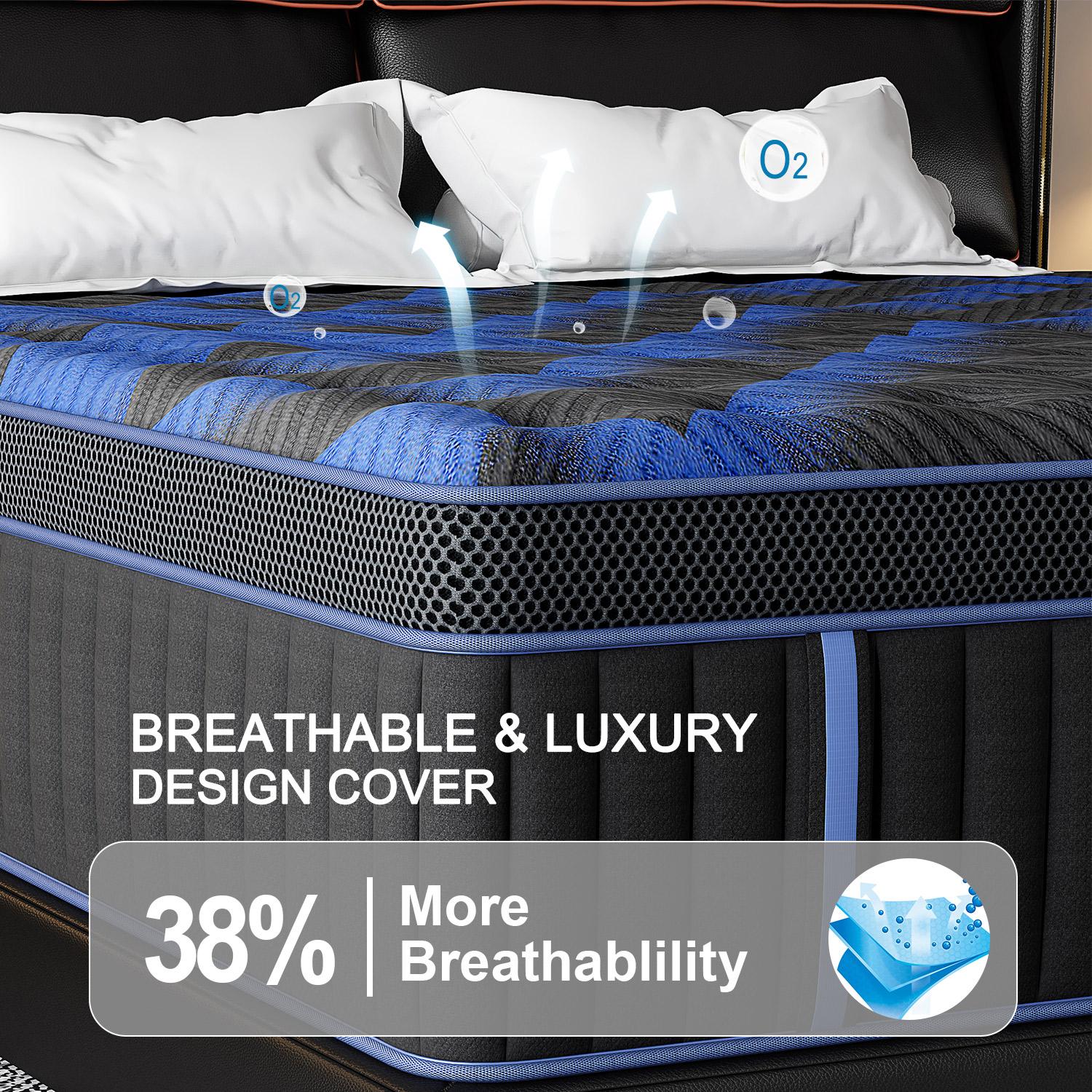 12/14-Inch Twin Full Queen King Memory Mattress with Independent Springs, Provides Pressure Relief, Motion Isolation and Edges Support, Medium Firmness, Breathable , 100 Trials, Spring Mattress in a box ,Gel infuse memory foam