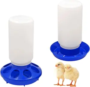Automatic Small Poultry Water Feeder Chicken Feeder and Waterer Set - No Waste Chick Starter Kit With 1L Water Feeder for Poultry and Baby Chicks (Blue or Red)