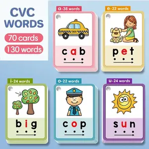 70 Cvc Phonics Flashcards for Kids, Early Education Tool for Preschool and Kindergarten, Learn Common Words Easily, Perfect for Early Learning