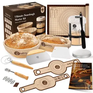ABIOTO Artisan+ Sourdough Combo Kit with Proofing Baskets, Sourdough Starter Jar, Baking Mat, Slings & Bread Tools