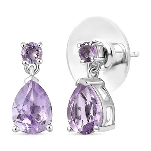 Rose De  Amethyst 2.20ctw Stud Earrings in Platinum Over Sterling Silver