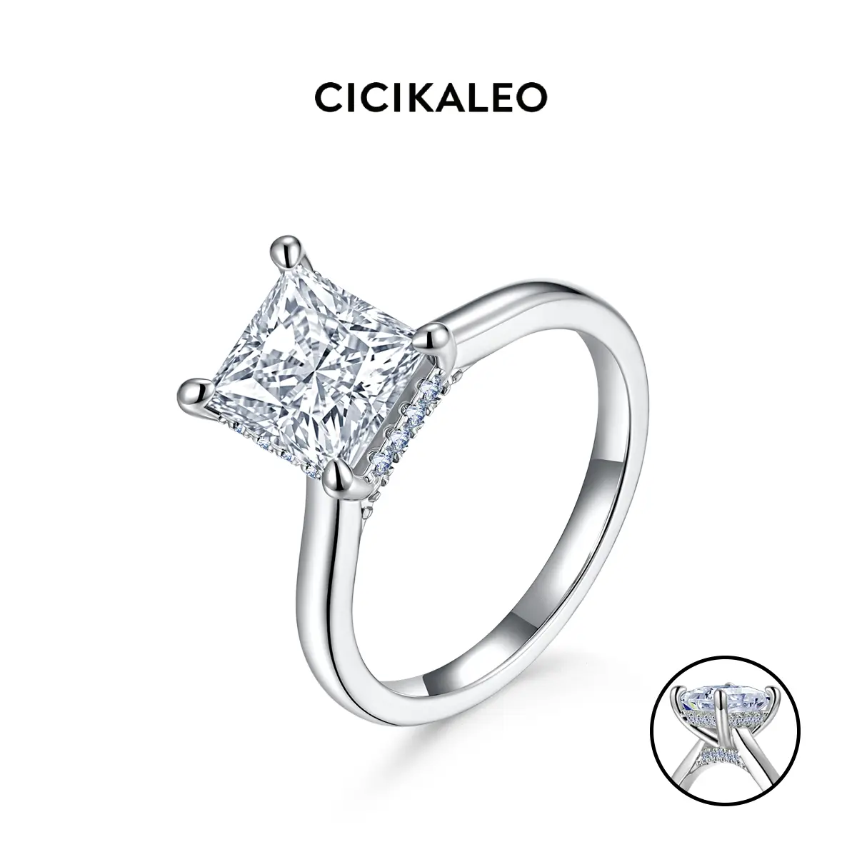 CICIKALEO 2CT Princess Cut Triple Stacking Moissanite Rings for Women 18K Gold Plated Lab-Created Engagement Wedding Gift for Her Stackable Rings Summervibes