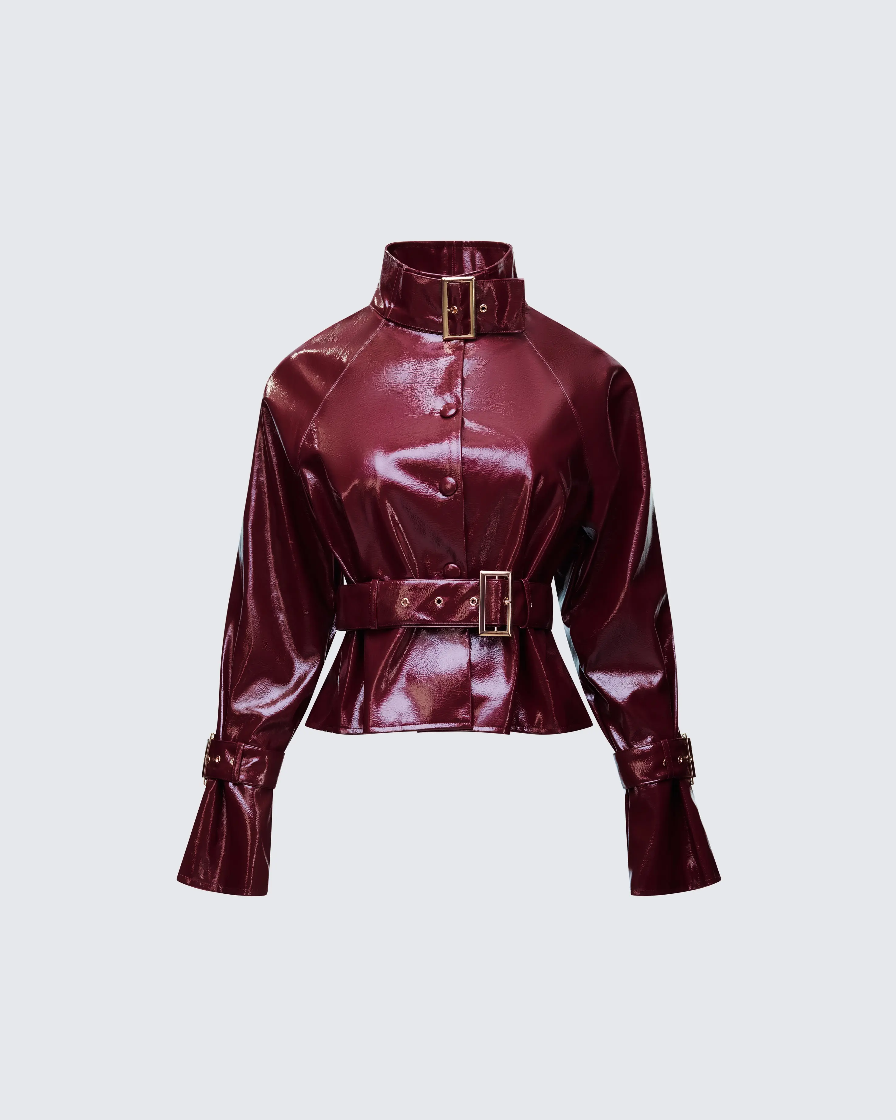 Matilde Plum Vegan Leather Buckle Detail Jacket