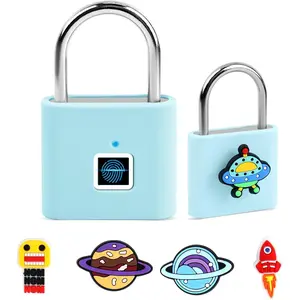 Fingerprint Padlock with  Protective Cover & Charm,  Keyless Padlock for School Locker, Gym Locker, Backpack and Travel Bag,  for , Teens and , Cosmic Blue Set