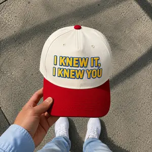 "Vintage Style Cap: 'I Knew It, I Knew You' Concety style hat - Retro Two-Tone Design"