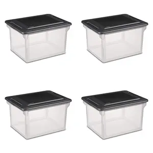 Sterilite Convenient Versatile Clear Organizing Storage File Box w/Lid (4 Pack) Cover Organiser