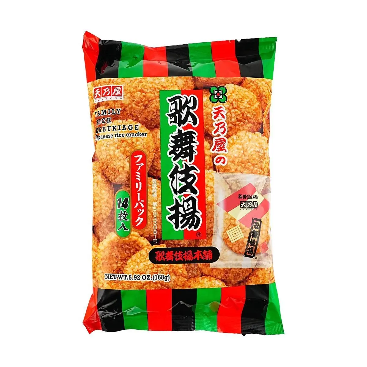 AMANOYA Kabukiage Japanese Rice Crackers Family Pack 168g - Crispy Savory Senbei Snacks